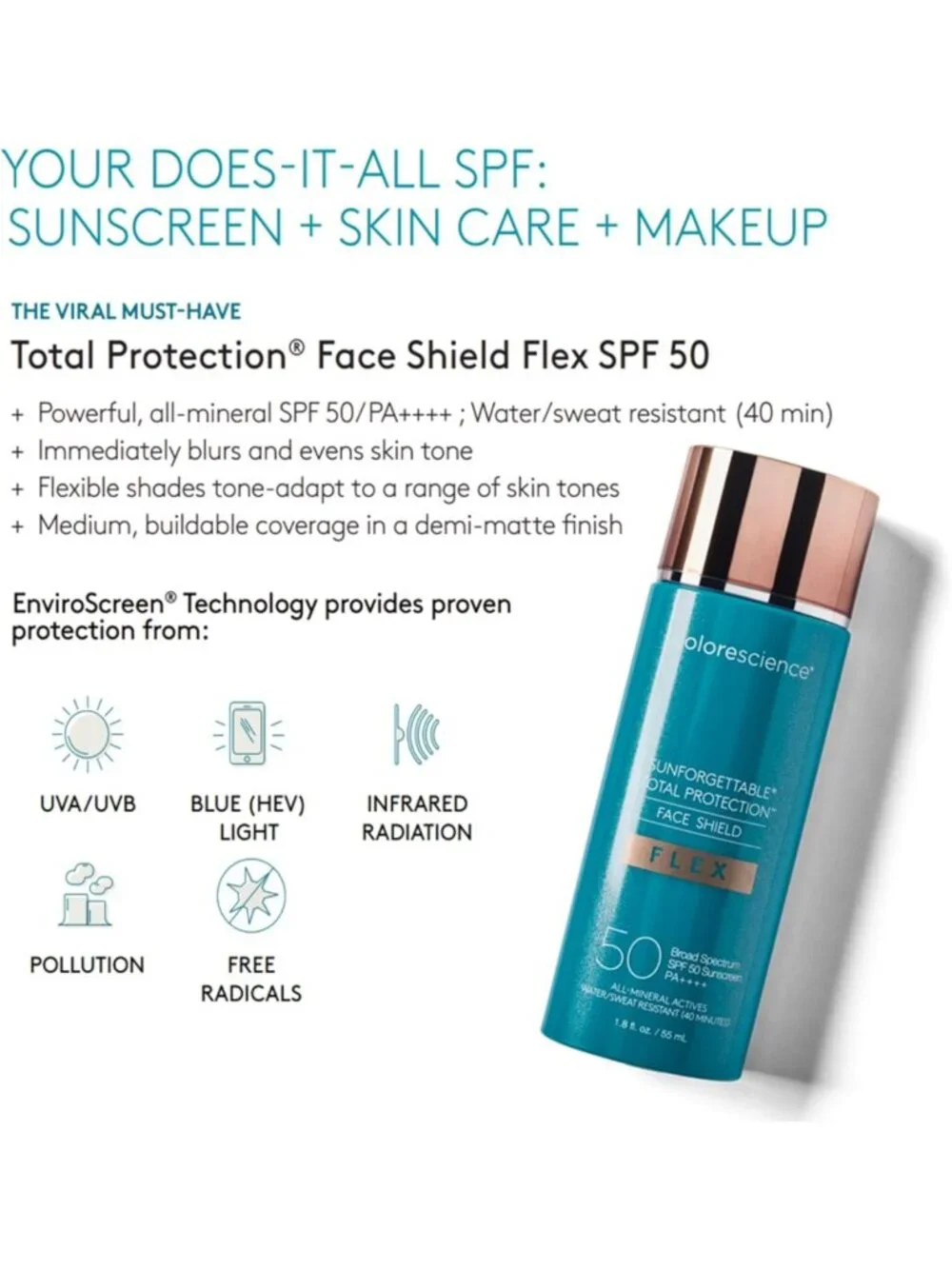 Tinted Mineral Sunscreen SPF with Zinc Oxide | Tone-Adapting, Buildable Coverage